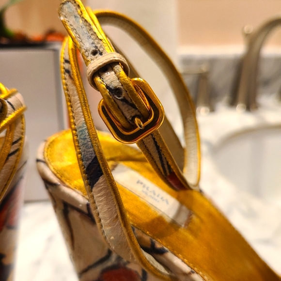 Prada Cervo Lux Print Wedge Sandals - Fairy Runway - Picture 8 of 13